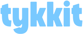 Tykkit logo in light azure blue
